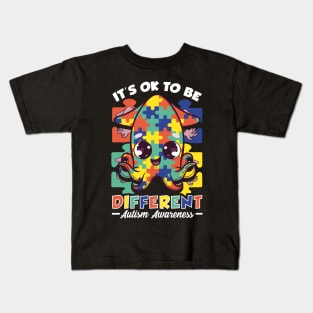 It's OK To Be Different Autism Awareness Squid Kids T-Shirt